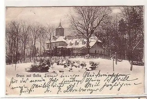 61182 Ak Gruß aus Gotha englische Kirche im Winter 1901