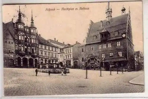 43363 Ak Pößneck Marktplatz mit Rathaus 1913