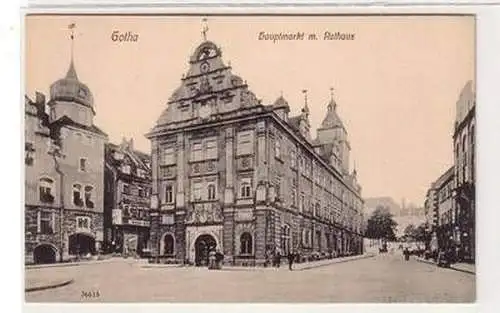 56375 Ak Gotha Hauptmarkt mit Rathaus um 1910