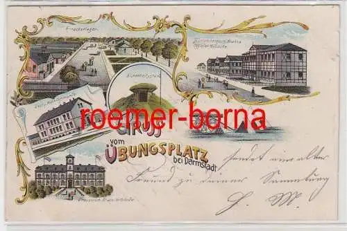 73068 Ak Lithografie Gruss vom Truppenübungsplatz bei Darmstadt 1900