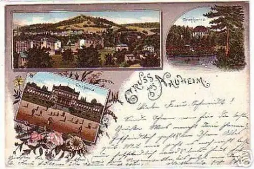 09880 Ak Lithographie Gruss aus Nauheim 1902
