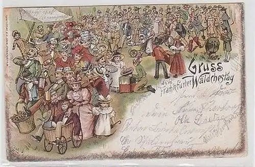 25172 Ak Lithografie Humor Gruss vom Frankfurter Wäldchestag 1901