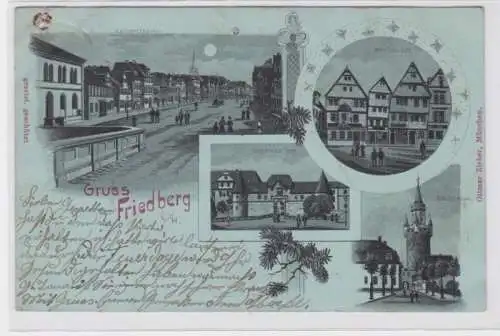 93999 AK Gruss aus Friedberg - Kaiserstrasse, Adolfsthurm, Burg & Fachwerkhäuser