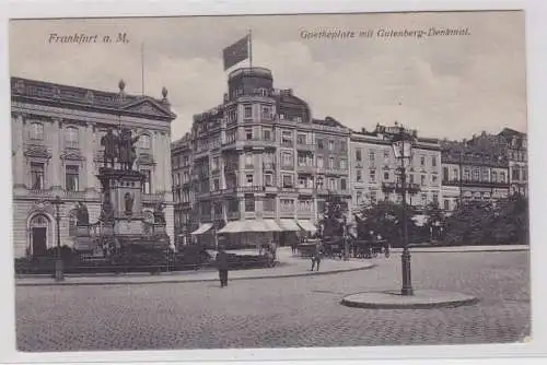 87715 Feldpost Ak Frankfurt a.M. Goetheplatz mit Gutenberg Denkmal 1915