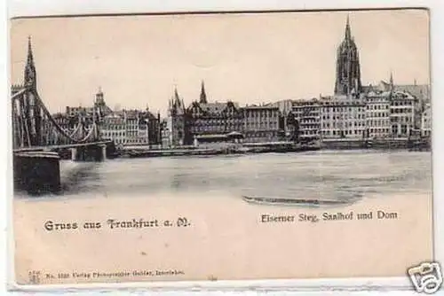 30072 Ak Gruß aus Frankfurt a.M. Eiserner Steg um 1910