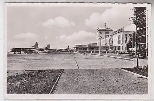 64928 Ak Frankfurt am Main Flughafen Rhein Main mit Flugzeug 1958