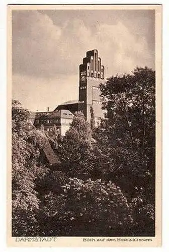 36063 Ak Darmstadt Blick auf den Hochzeitsturm 1928