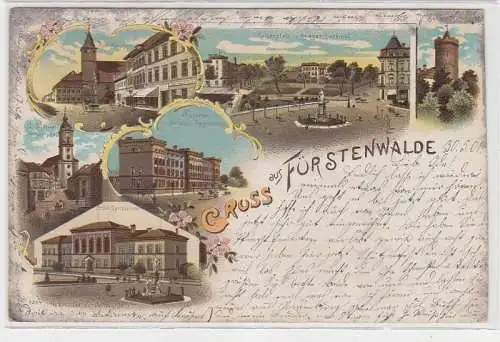 71769 Ak Lithografie Gruss aus Fürstenwalde, Ansicht Kaserne usw., 1901