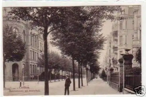 34076 Ak Cottbus Bahnhofstraße mit Realschule 1913