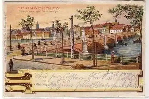 57744 Ak Frankfurt a.O. Panorama mit Oderbrücke 1900