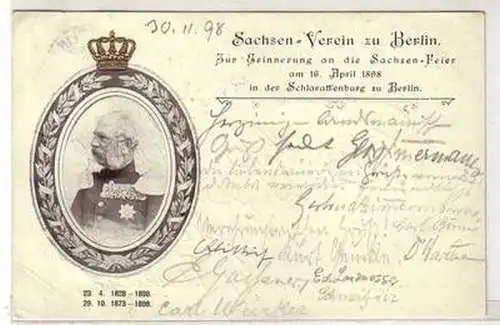 21488 Präge Ak Sachsen Verein zu Berlin am 16. April 1898