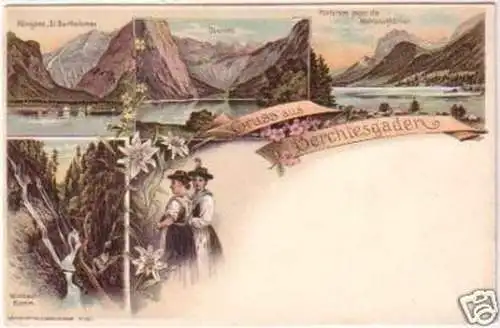 20560 Ak Lithographie Gruss aus Berchtesgaden um 1900