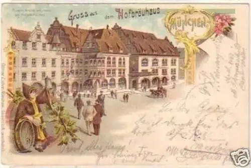 24277 Ak Litho Gruss aus dem Hofbräuhaus München 1900