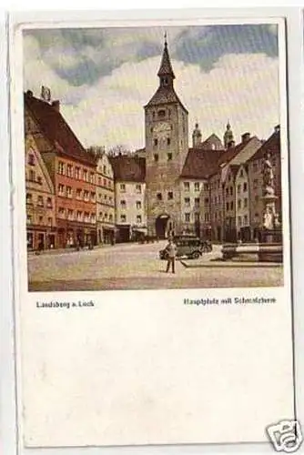 30962 Ak Landsberg a. Lech Hauptplatz mit Schmalzturm