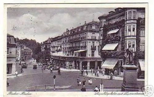 06305 Ak Baden-Baden Leopoldsplatz mit Luisenstraße1940