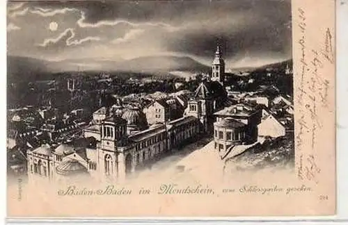 40802 Mondscheinkarte Baden-Baden Schloßgarten 1898