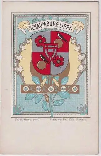 902262 Wappen Ak Lithographie Fürstentum Schaumburg Lippe um 1900