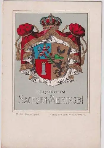 20701 Wappen Ak Lithographie Herzogtum Sachsen Meiningen um 1900