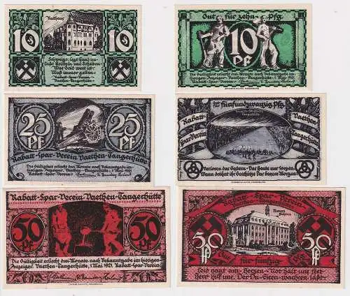 3 Banknoten Notgeld Stadt Vaethen-Tangerhütte Rabatt-Spar-Verein 1921 (103347)