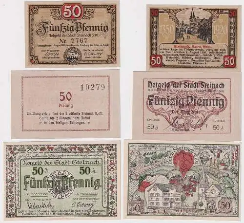 3 Banknoten Notgeld Stadt Steinach S.-M. 1920/1921 (165617)