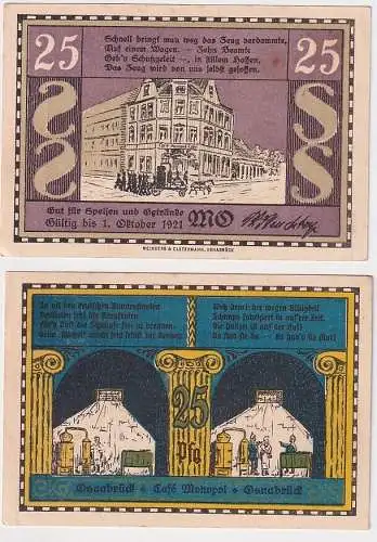 25 Pfennig Banknote Notgeld Café Monopol Osnabrück 1.10.1921 (109045)