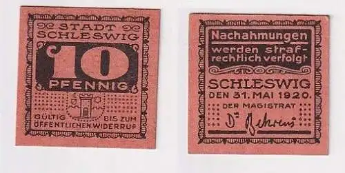 10 Pfennig Banknote Notgeld Stadt Schleswig 31.Mai 1920 (103853)