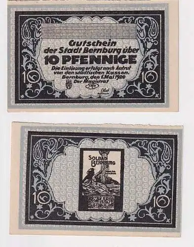 10 Pfennig Banknote Notgeld Stadt Bernburg 1.5.1920 (109040)