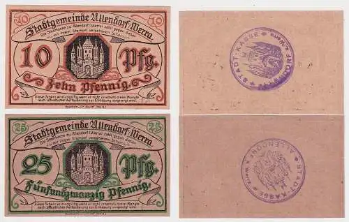 2 Banknoten Notgeld Stadt Allendorf Werra o.D. (1921) (104863)