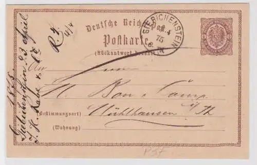 97468 DR Ganzsachen Postkarte Plattenfehler P3F Giebichenstein - Mühlhausen 1875