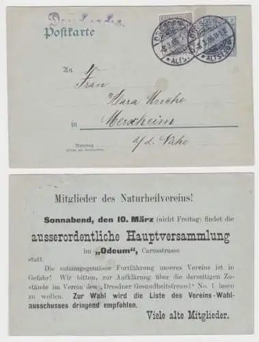 96373 DR Ganzsachen Postkarte P63 Zudruck Naturheilverein Wahlausschuss Dresden