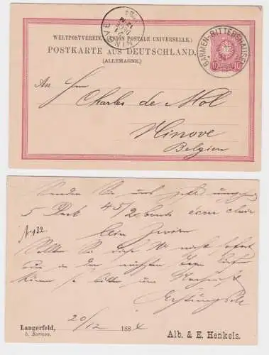 83183 DR Ganzsachen Postkarte P8 Zudruck Alb. & E. Henkels Langerfeld 1884