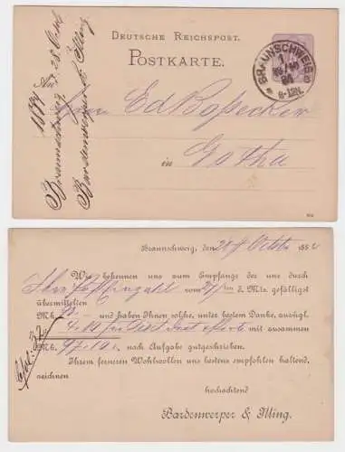 83574 Ganzsachen Postkarte P10 Zudruck Bardenwerper & Illing Braunschweig 1883