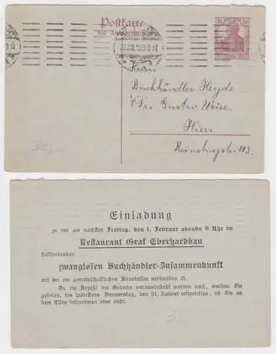 83781 DR Ganzsachen Postkarte P111 Zudruck Einladung Restaurant Graf Eberhardbau