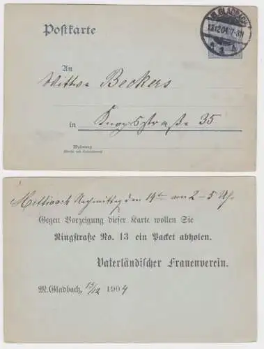 80577 Ganzsachen Postkarte P63 Zudruck Vaterländischer Frauenverein M. Gladbach