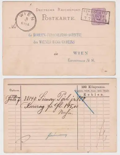 82262 DR Ganzsachen Postkarte P12 Zudruck Kohlen-Verschleiss-Agentie Wien 1885