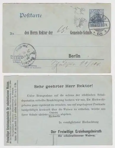 82744 DR Ganzsachen Postkarte P63 Zudruck Freiwilliger Erziehungsbeirath Berlin