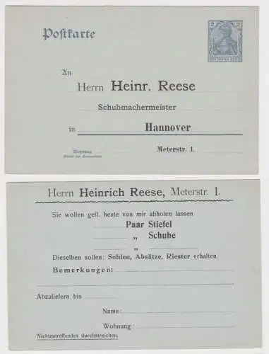 70794 Ganzsachen Postkarte P63 Zudruck Heinr. Reese Schuhmachermeister Hannover