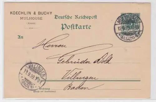 74183 DR Ganzsachen Postkarte P20 Zudruck Koechlin & Buchy Mulhouse (Elsaß) 1899