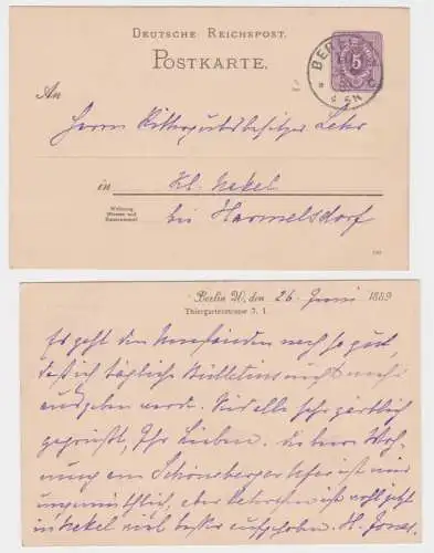 74377 DR Ganzsachen Postkarte P18 Zudruck Thiergartenstrasse 7 Berlin W 1889