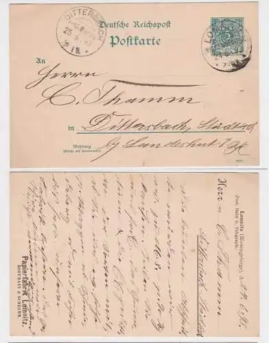 74380 Ganzsachen Postkarte P30 Zudruck Papierfabrik Hoffmann & Schramm Lomnitz