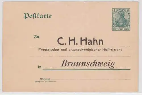 75083 DR Ganzsachen Postkarte P50 Zudruck C.H. Hahn Hoflieferant Braunschweig