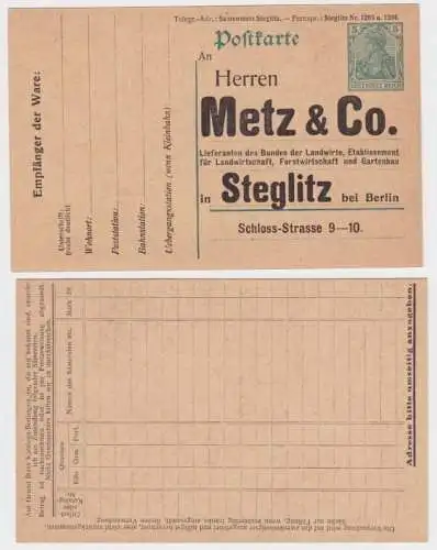 78311 Ganzsachen Postkarte P90 Zudruck Metz & Co. Gartenbau Lieferant Steglitz