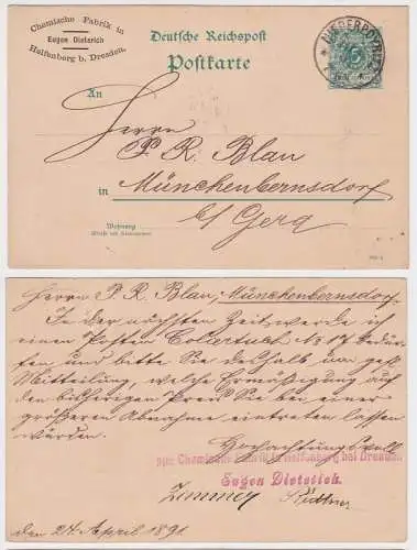 79564 DR Ganzsachen Postkarte P28 Zudruck Chemische Fabrik E. Dietrich Helfenber