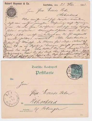 72430 DR Ganzsachen Postkarte P30 Zudruck Robert Huyssen & Co. Iserlohn 1893