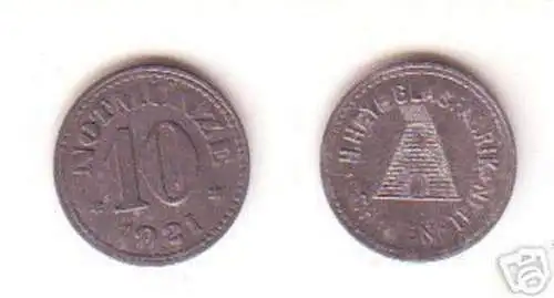 10 Pfennig Notmünze Glasfabrik Schauenstein 1921