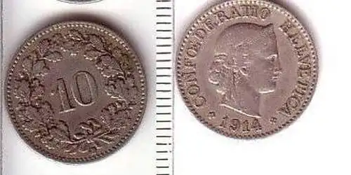 10 Rappen Nickel Münze Schweiz 1914