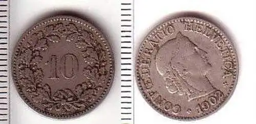 10 Rappen Nickel Münze Schweiz 1902