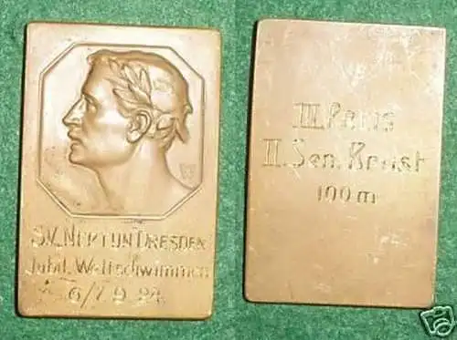 Bronze Medaille Schwimm Verein "Neptun" Dresden 1924