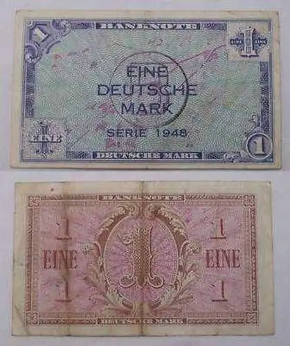 Banknote 1 Mark Bank deutscher Länder 1948 B Stempel