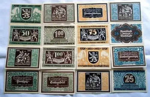 Kompl. Serie mit 16 Banknoten Notgeld Städtische Sparkasse Glatz Volkslieder 192